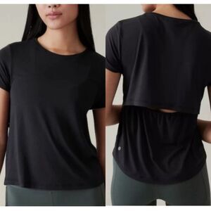 ATHLETA Air Out Cinch Open Back Shirt Black Size Small